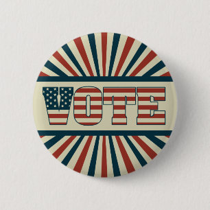 Retro voting gear 6 cm round badge
