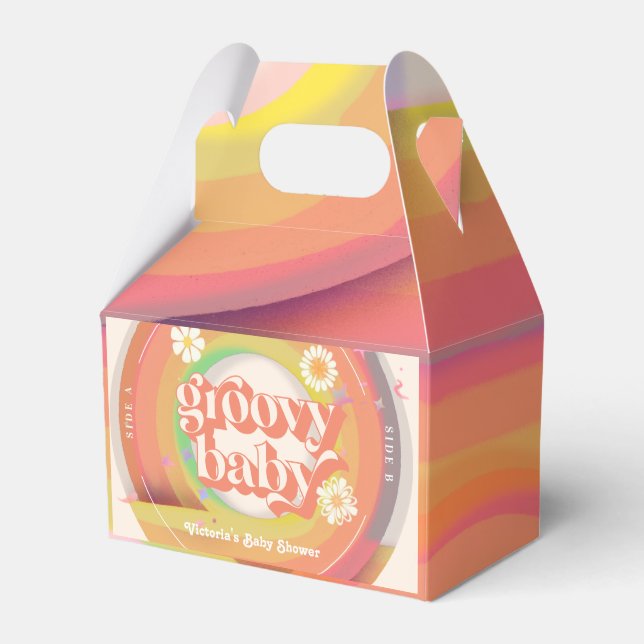 Retro Vynil Record Groovy Baby Shower 70s 80s Girl Favour Box (Front Side)