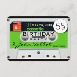 Retro W Audiotape 55th birthday Party Invitation