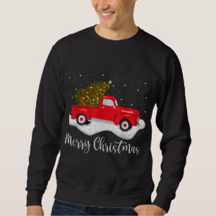 Retro Wagon Merry Christmas Tree on Car Xmas red T Sweatshirt