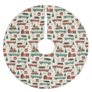 Retro Wagon Route 66 Tree Tradition Brushed Polyester Tree Skirt