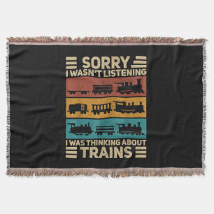 Retro Wagon Train Lover Model Railroad Conductor F Throw Blanket