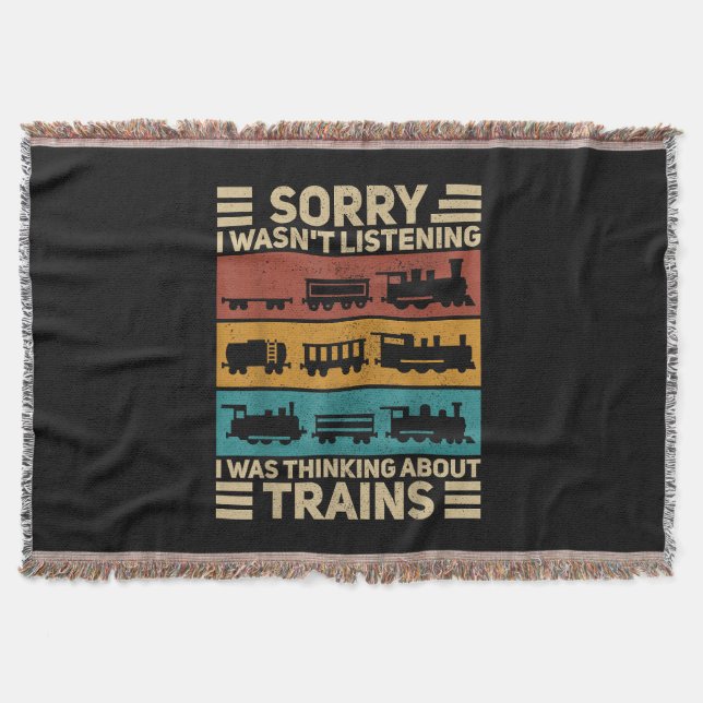 Retro Wagon Train Lover Model Railroad Conductor F Throw Blanket (Front)