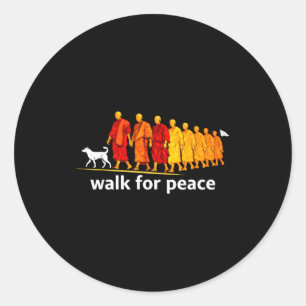 Retro walk for peace classic round sticker