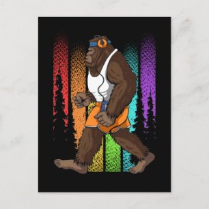 Retro Walking Bigfoot Weird Postcard
