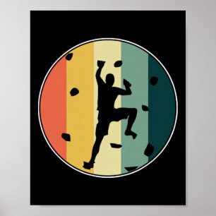Retro Wall Climber Rock Mountain Climbing Boulderi Poster