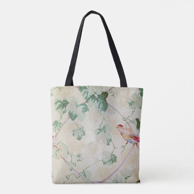 retro wallpaper bird and ivy tote bag (Back)