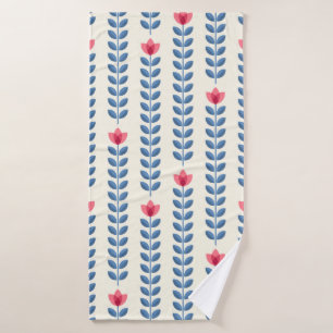 Retro wallpaper - floral pattern with abstract sca bath towel