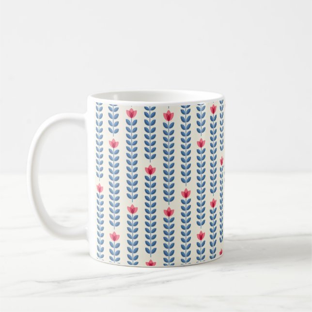 Retro wallpaper - floral pattern with abstract sca coffee mug (Left)
