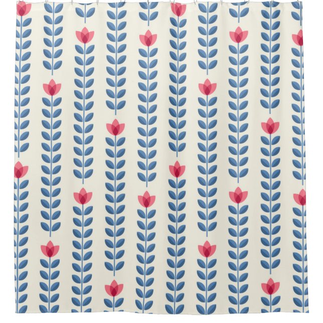 Retro wallpaper - floral pattern with abstract sca shower curtain (Front)