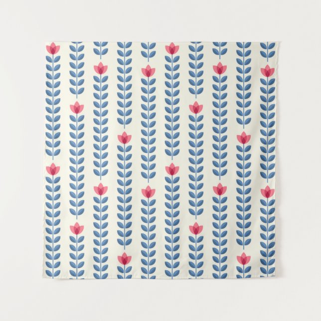 Retro wallpaper - floral pattern with abstract sca tapestry (Front)