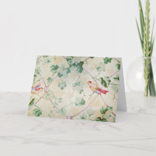 Retro Wallpaper with Birds Thank You Card