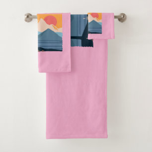 Retro Wanderlust Sunset Mountain Nature’s Beauty Bath Towel Set