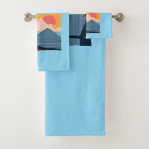 Retro Wanderlust Sunset Mountain Nature’s Beauty Bath Towel Set