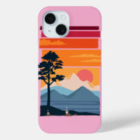 Retro Wanderlust Sunset Mountain Nature’s Beauty