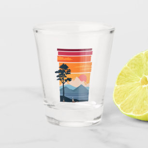 Retro Wanderlust Sunset Mountain Nature’s Beauty Shot Glass