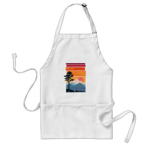 Retro Wanderlust Sunset Mountain Nature’s Beauty Standard Apron