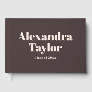 Retro Warm Brown Cute Aesthetic Custom Graduation Guest Book
