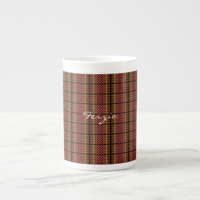 Retro Warm Circles Bone China Mug (Front)