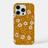 Retro Warm Tone Flower Mustard Floral Pattern