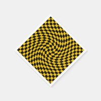 Retro Warped Black Yellow Checks Chequered