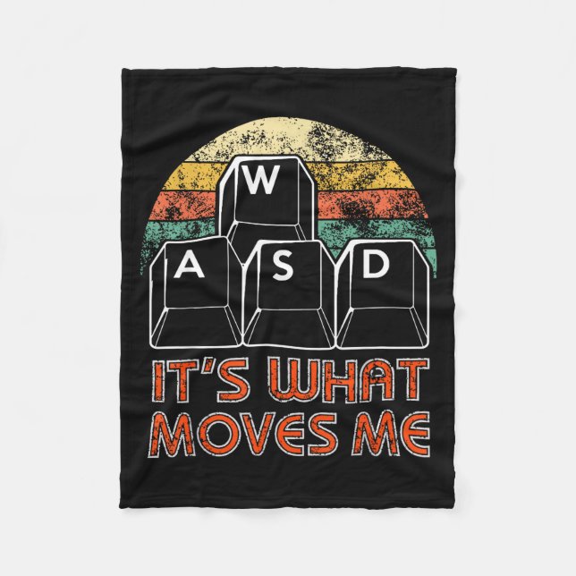 Retro Wasd Gaming Keys Funny Pc Gamer Design  Fleece Blanket (Front)
