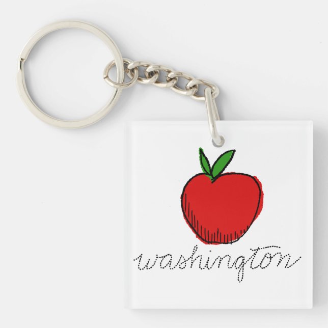 Retro Washington Apple Key Ring (Front)