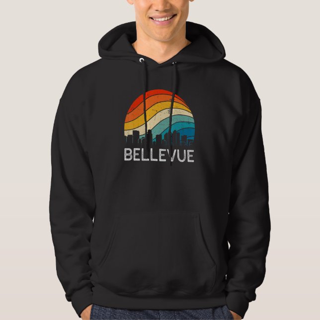 Retro Washington Bellevue Skyline Vintage Urban Sk Hoodie (Front)