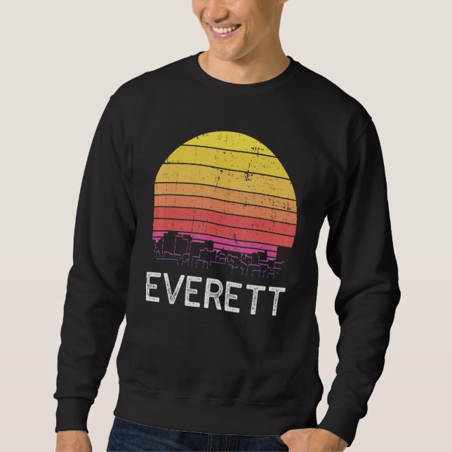 Retro Washington Everett Skyline Vintage Urban Bui Sweatshirt (Front)