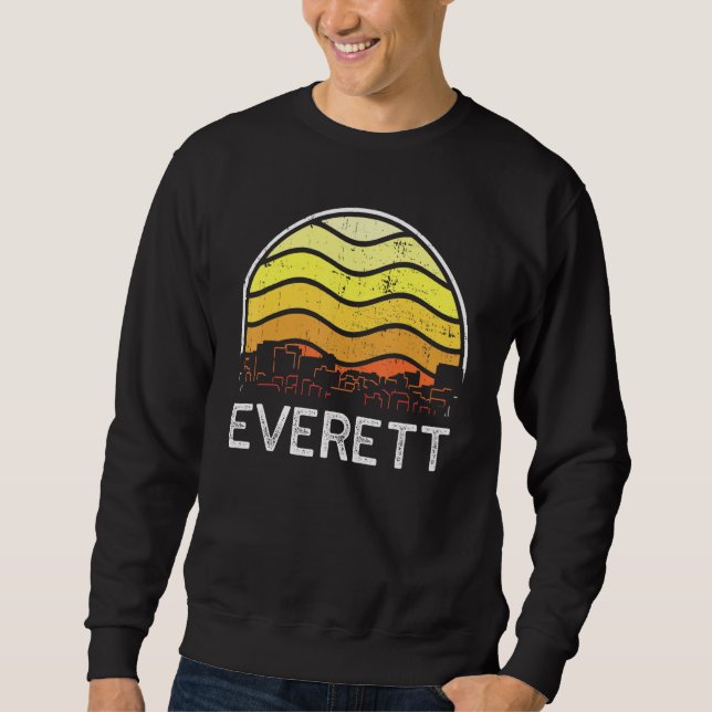 Retro Washington Everett Visitors Skyline Vintage  Sweatshirt (Front)