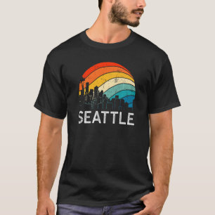 Retro Washington Seattle Skyline Vintage Urban Sky T-Shirt