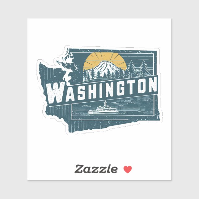 Retro Washington State Car Sticker (Sheet)