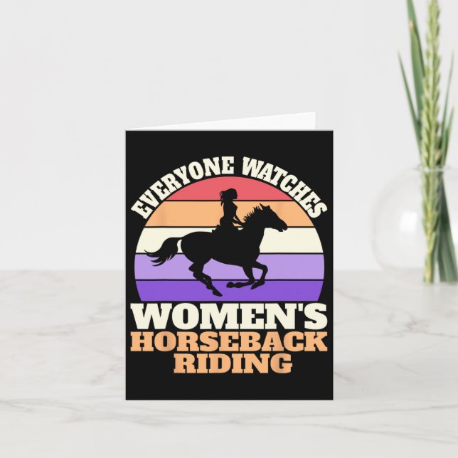 Retro Watch Womens Horseback Riding  Card (Front)