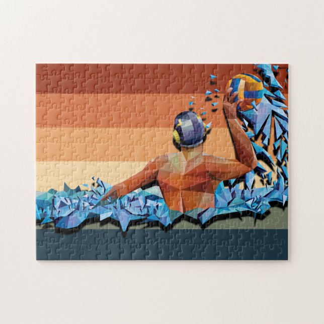 Retro Water Polo Player Jigsaw Puzzle (Horizontal)