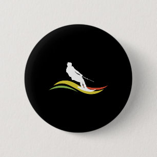 Retro Water Ski Skiing Waterski Waterskiing Waves  6 Cm Round Badge