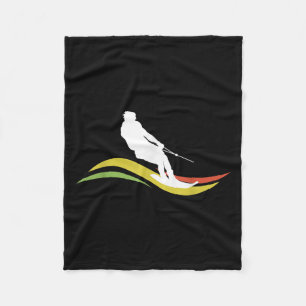 Retro Water Ski Skiing Waterski Waterskiing Waves Fleece Blanket