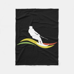 Retro Water Ski Skiing Waterski Waterskiing Waves Fleece Blanket