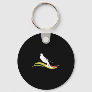 Retro Water Ski Skiing Waterski Waterskiing Waves Key Ring