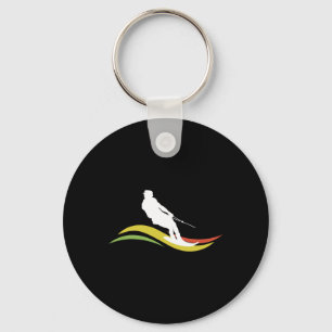 Retro Water Ski Skiing Waterski Waterskiing Waves Key Ring