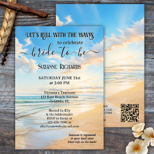 Retro Watercolor Beach Bridal Shower Invitation