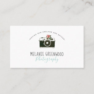Retro Watercolor camera Photographer Business Card