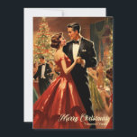 Retro watercolor Christmas family dancing Holiday Card<br><div class="desc">Nostalgic retro feel design with family couple dancing at a Christmas party ,  to the Christmas tree. Vintage old school fashionery illustration at 50's with cosy Christmas atmosphere.</div>