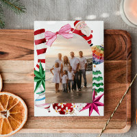 Retro Watercolor Family Photo Christmas