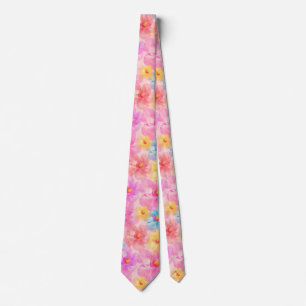 Retro Watercolor Floral Pattern Tie