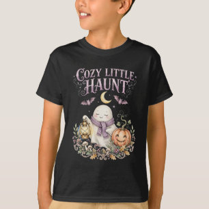 Retro Watercolor Halloween Ghost Cozy Little Haunt T-Shirt