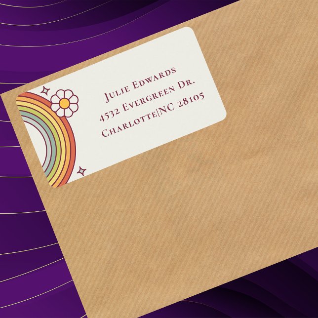 Retro Watercolor Rainbow Boho Address Label (Creator Uploaded)