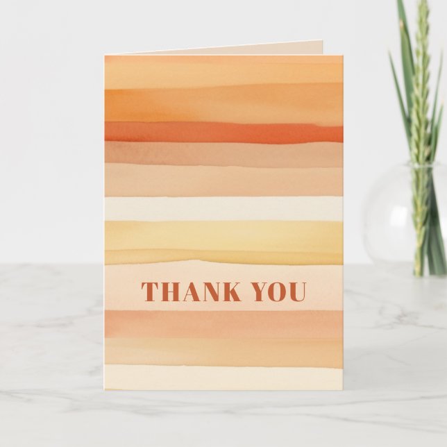 Retro Watercolor Stripes Terracotta Thank You (Front)