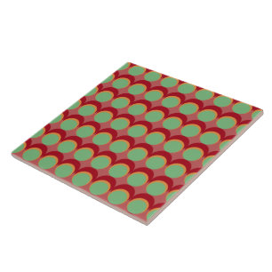 Retro Watermelon Hippy Circle Pattern Ceramic Tile
