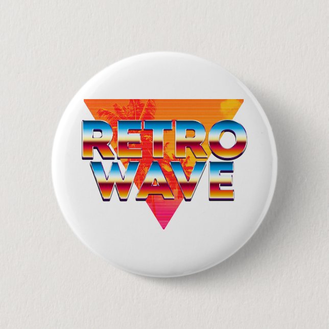 Retro Wave 6 Cm Round Badge (Front)