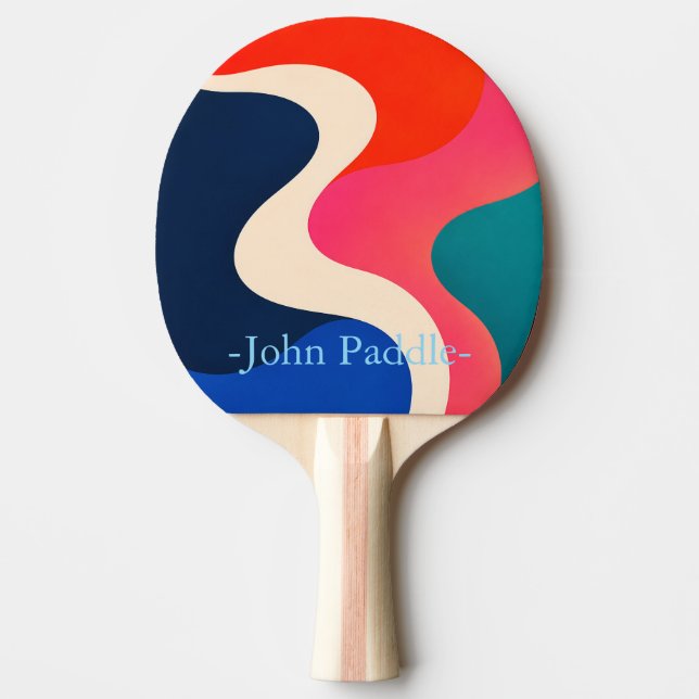 Retro Wave Abstract Custom Name Ping Pong Paddle (Front)